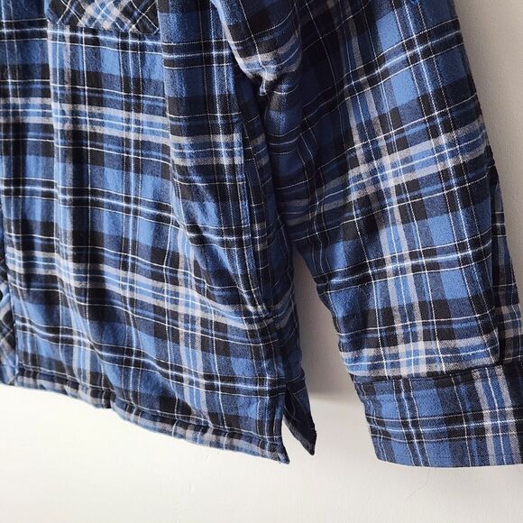 BC CLOTHING~MENS SIZE XXL~QUILTED LINED FLANNEL JACKET~POCKETS SNAP FRONT PLAID - Picture 3 of 14